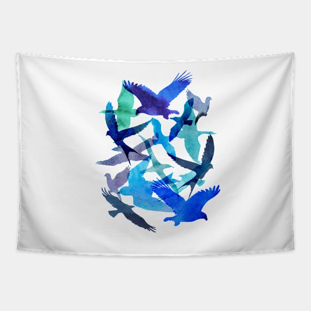 Watercolor birds abstract Tapestry by SouthPrints