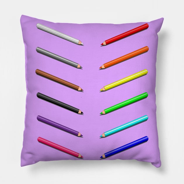 Colouring pencils Pillow by MelanieJeyakkumar