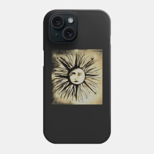 art deco sun sunray sepia drawing by Jackie Smith Phone Case