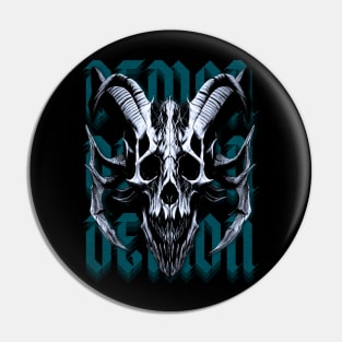 Azure Demon Skull Pin