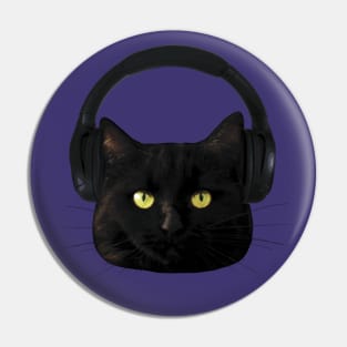 Cat with Headphones Pin