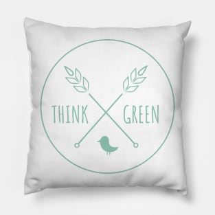 Think green, eco print design Pillow