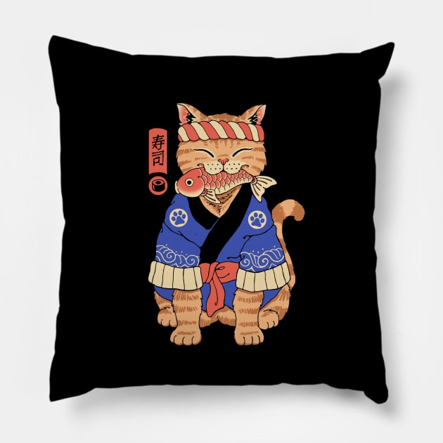 Sushi Meowster Pillow by Vincent Trinidad Art