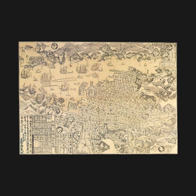 Antique Map of Nagasaki Harbor, Japan by Bunkindō, 1821 by MasterpieceCafe