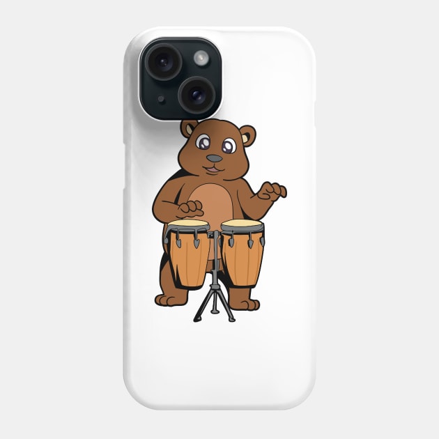 Comic bear plays percussion Phone Case by Modern Medieval Design