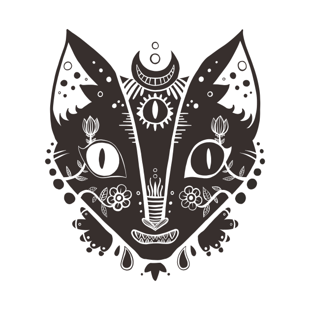 Strange Cat Mask, Third Eye, Weird Illustration by cellsdividing