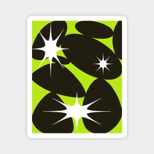 Neon Green retro 90s Trippy Bold Abstract Shapes Stars Magnet