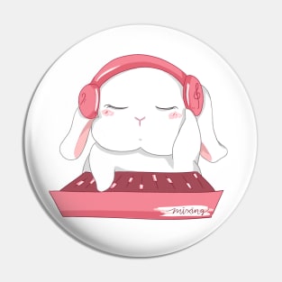 Sound Engineer Girl _ White Bunny Couple Pin