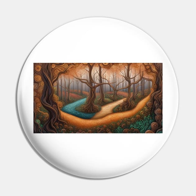 Fantasy Enchanted folkart Forest Pin by EpicFoxArt