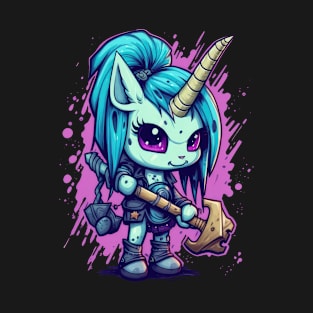 Whimsical Warrior: A Fusion of Unicorncore and Comic Art T-Shirt