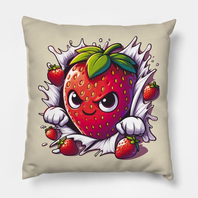 Sassy Strawberry Jam Pillow by Cutetopia