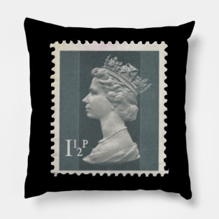 Vintage stamp printed in the UK in 1971 showing Queen Elizabeth II Pillow