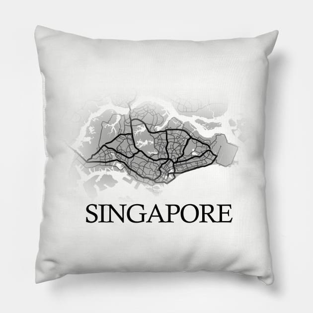 Singapore State Map - Cartography Artwork Pillow by SPAZE