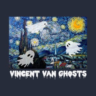 Vincent Van Ghosts Starry Night Van Gogh Halloween Pun T-Shirt