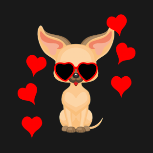 Chihuahua with hearts for valentines day T-Shirt