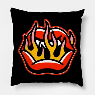 burning lips tattoo Pillow