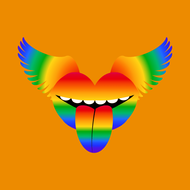 Rainbow Flying Lips and Tongue by RawSunArt