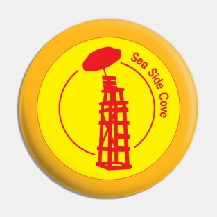Sea Side Cove Lifeguard Logo Red and Yellow Pin