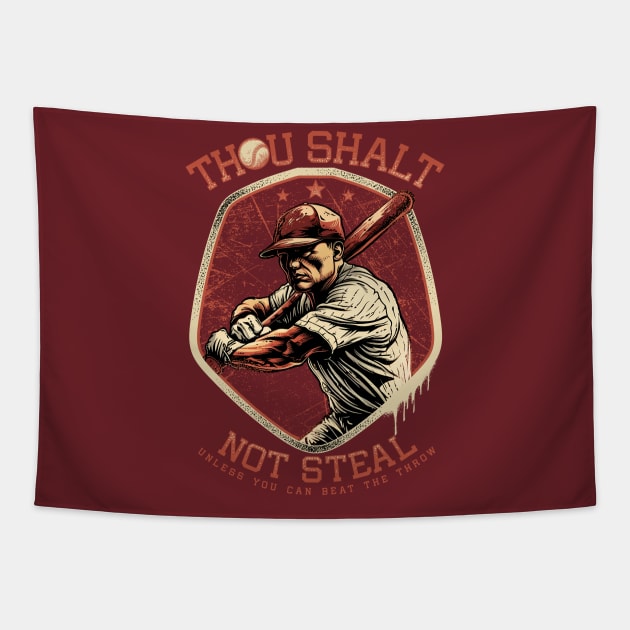 Thou Shalt Not Steal Softball Tapestry by TreehouseDesigns