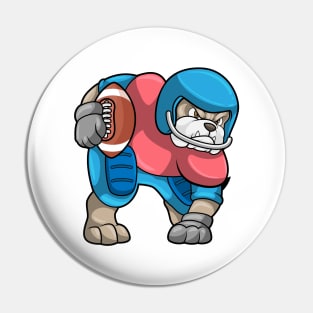 Bulldog at Sports with Football & Helmet Pin