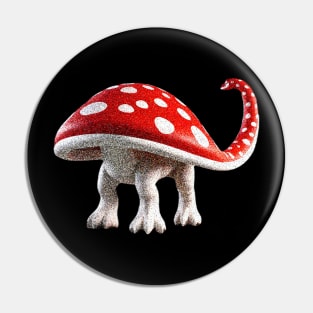 Red and White Mushroom Hat Brontosaurus A Simple Delight Pin