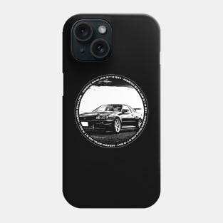 NISSAN SKYLINE GT-R R34 Black 'N White 4 (Black Version) Phone Case