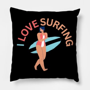 i love surfing Pillow