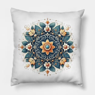 Symmetrical Flowers pattern -circular form Pillow