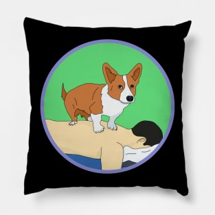 Cute Corgi giving back massage Pillow