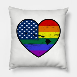 Hawaii United States Gay Pride Flag Heart Pillow