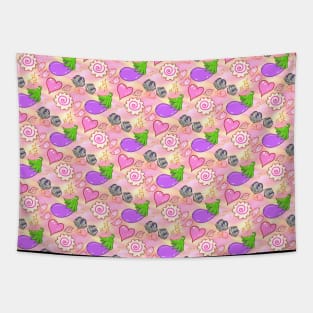 Eggplant Hearts Emote Tile Tapestry