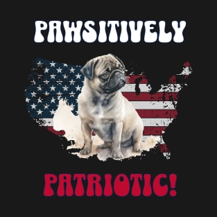 4th of July Independence Day Patriotic Pug Funny Design for Dog Lovers T-Shirt