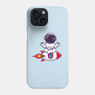 Cute Astronaut Meditation Yoga On Rocket Cartoon Phone Case