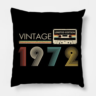 Vintage 1972 Limited Edition Cassette 52nd Birthday Pillow