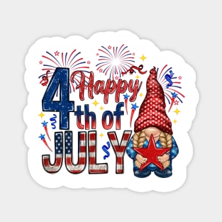 Happy 4th Of July with gnome Us Flag Independence Day Magnet