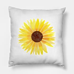 Bright Sunflower Watercolor Painting Pillow