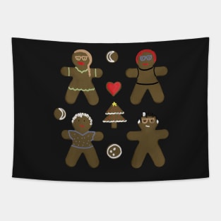 Gingerbread Family, Hipster Glasses Edition - Christmas/Yule Decorations Tapestry