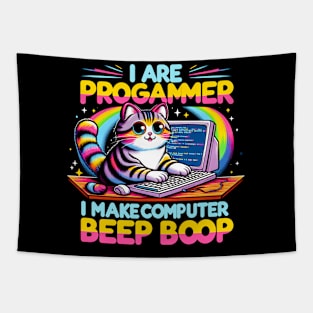 I Are Programmer Computer Cat Beep Boop I Funny IT Classic Tapestry