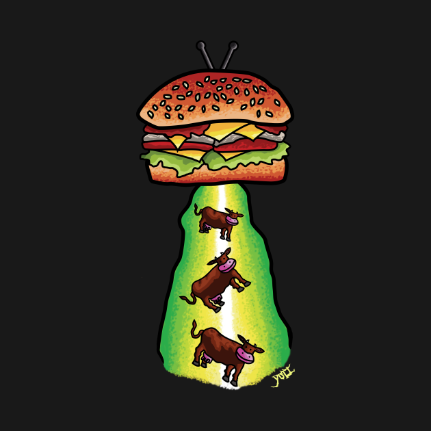 Discover UFO Cow Abduction - Burger - T-Shirt