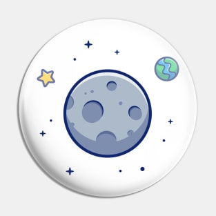 Moon in space cartoon Pin