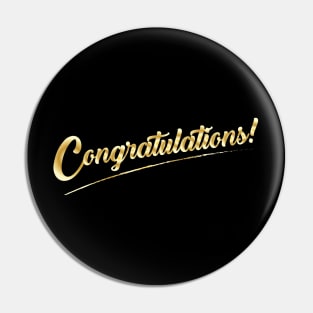 Congratulations! Gold Lettering Holiday Calligraphy Design Pin