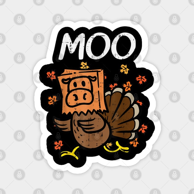 Thanksgiving Turkey Moo Cow Head Funny Fall Men Women Magnet by HBart