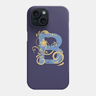 B - Vintage Floral Initial Letter Phone Case