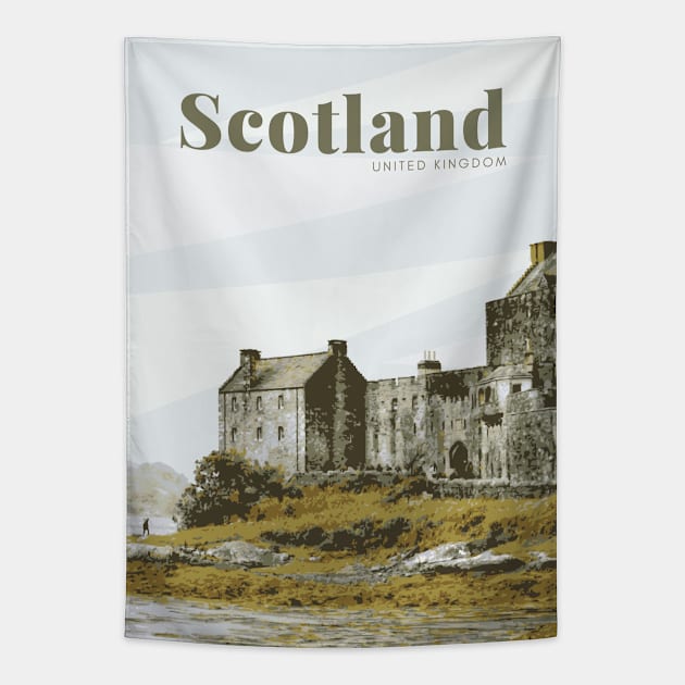 Eileen Donan Castle Scotland United Kingdom Tapestry by TheJoeyStudio