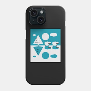 Blue world, white sheep Phone Case