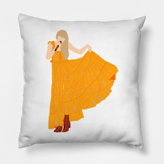 Eras Evermore Orange Dress Pillow by NahNahHeyJudy