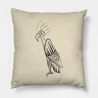 Abstract Bird Drawing (Black) Pillow