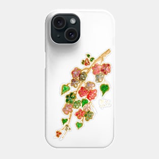 Cherry blossom gold watercolour art Phone Case