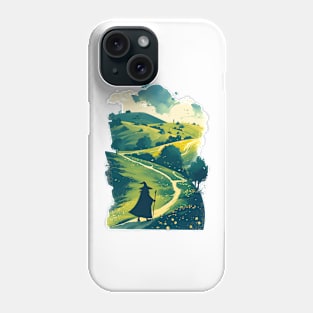 A Sage Wanders Through Green Pastures - Fantasy Phone Case