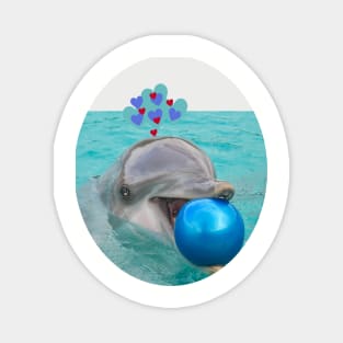 beautiful image of a dolphin playing happily with a beach ball Magnet